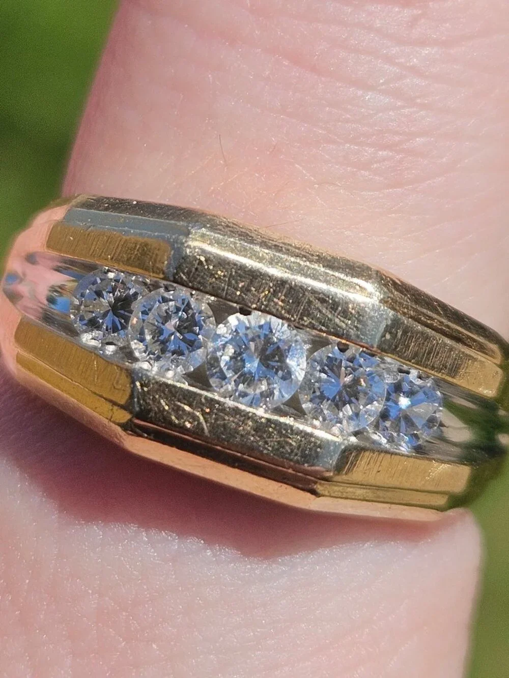 14K Yellow Gold Channel Set Diamond Men's Wide Band Ring 10mm 1.00TCW Size 11